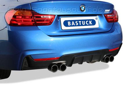 Bastuck Edelstahl Duplex Racing-Komplettanlage ab Kat mit Klappensteuerung BMW 4er F33 F36 2.0l Turbo ab Bj.2015 u. 3.0l Turbo je 2x85mm rund eingerollt aus Carbon