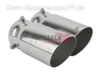 BULL-X Edelstahl Endrohrsatz zum Aufstecken 2x76mm rund scharf abgeschrägt