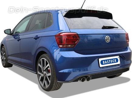 Bastuck Edelstahl Sportauspuff-Komplettanlage ab Kat inkl. Klappensteuerung VW Polo AW ab Bj.2017 inkl. GTI 2x76mm rund scharf abgeschrägt ohne Absorber
