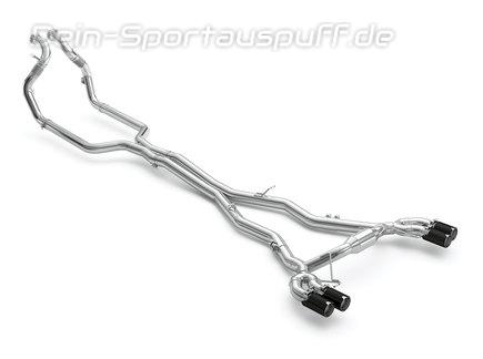 Eisenmann Edelstahl Duplex Rennsport-Komplettanlage ab Turbo BMW 5er F90 M5 Limousine je 2x90mm rund aus Carbon