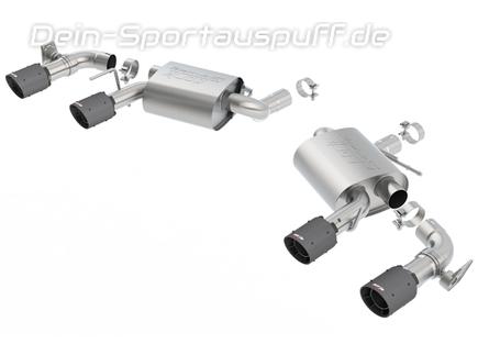 Borla S-TYPE Edelstahl Duplex Sportauspuff mit Klappensteuerung Ø70mm-System Chevrolet Camaro SS V8 Modelljahr 2016-17 je 2x102mm rund abgeschrägt aus Carbon mit schwarzem Inlet