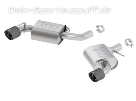 Borla ATAK Edelstahl Duplex Sportauspuff Ø70mm-System Chevrolet Camaro SS V8 Modelljahr 2016-17 je 114mm rund abgeschrägt aus Carbon mit Alu Inlet