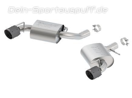 Borla S-TYPE Edelstahl Duplex Sportauspuff Ø70mm-System Chevrolet Camaro SS V8 Modelljahr 2016-17 je 114mm rund abgeschrägt aus Carbon mit schwarzem Inlet