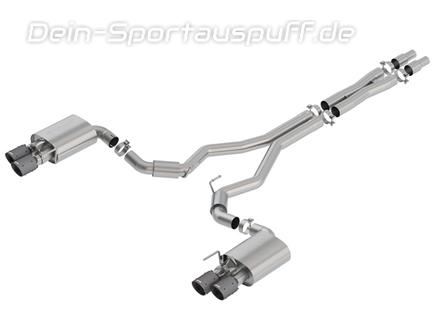 Borla S-TYPE Edelstahl Duplex Komplettanlage ab Kat mit Klappensteuerung Ford Mustang 6 GT Facelift ab 08/2017 je 2x102mm rund abgeschrägt aus Carbon mit schwarzem Inlet