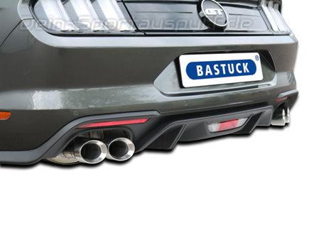 Bastuck Edelstahl Duplex Sportauspuff-Komplettanlage ab Kat mit Klappensteuerung Ford Mustang 6 GT Facelift ab 08/2017 je 2x90mm rund doppelwandig seitlich abgeschrägt