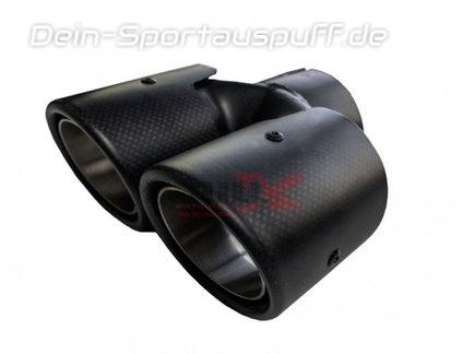 BULL-X Carbon Endrohrsatz zum Aufstecken Y-Rohr Anschluss 70mm auf 2x76mm rund abgeschrägt