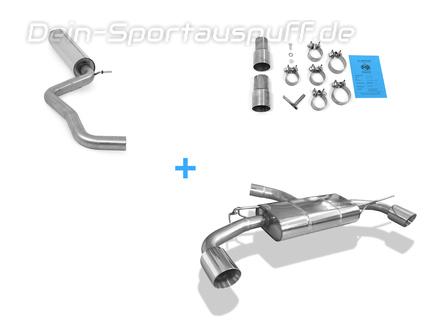 Fox Edelstahl Duplex Sportauspuffanlage ab Kat. VW Golf 7 Facelift ab Bj. 2017 in GTI-Optik je 100mm rund doppelwandig abgeschrägt