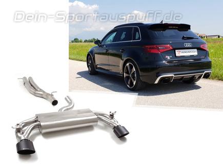 Ragazzon Edelstahl Duplex Racing-Komplettanlage ab Kat Audi RS3 8V Sportback Bj.15-17 je 152x102mm oval eingerollt abgeschrägt aus Carbon