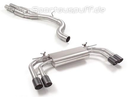 Ragazzon Edelstahl Duplex Sportauspuff-Komplettanlage ab Kat Audi RS3 8V Limousine Facelift ab Bj.17 je 2x90mm rund scharf abgeschrägt aus Carbon