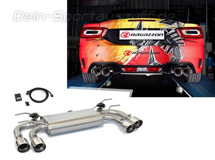 Ragazzon Edelstahl Duplex Klappenauspuff Fiat Abarth 124 Spider 1.4l je 2x90mm rund eingerollt abgeschrägt