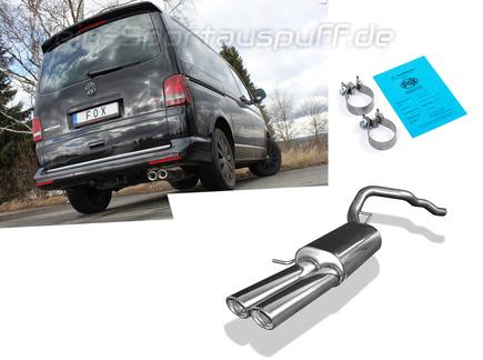 Fox Edelstahl Sportauspuff VW T5 4motion Caravelle Kombi Multivan 2x88x74mm oval eingerollt abgeschrägt