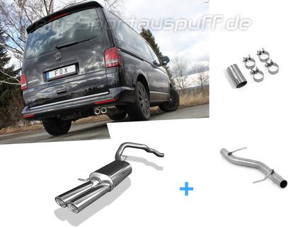 Fox Edelstahl Racing-Komplettanlage ab Kat VW T5 4motion Caravelle Kombi Multivan 2x88x74mm oval eingerollt abgeschrägt