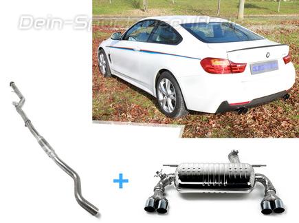 Eisenmann Edelstahl Duplex Sportauspuff-Komplettanlage ab Kat BMW 4er 440i F32 F33 F36 je 2x76mm rund scharf gerade
