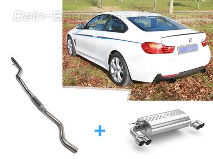 Eisenmann Edelstahl Duplex Sportauspuff-Komplettanlage ab Kat BMW 4er F32 F33 F36 430i je 2x76mm rund scharf gerade
