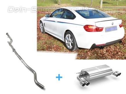 Eisenmann Edelstahl Duplex Racing-Komplettanlage ab Kat BMW 4er F32 F33 F36 430i je 2x76mm rund scharf gerade