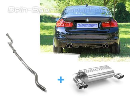 Eisenmann Edelstahl Duplex Racing-Komplettanlage ab Kat BMW 3er F30 F31 Limousine u. Touring 330i je 2x76mm rund scharf gerade