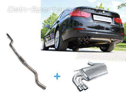 Eisenmann Edelstahl Sportauspuff-Komplettanlage ab Kat BMW 3er F30 F31 Limousine u. Touring 320i ab 07/2015 2x76mm rund scharf gerade