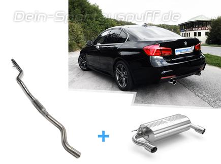 Eisenmann Edelstahl Duplex Sportauspuff-Komplettanlage ab Kat BMW 3er F30 F31 Limousine u. Touring 320i ab 07/2015 je 1x90mm rund gerade