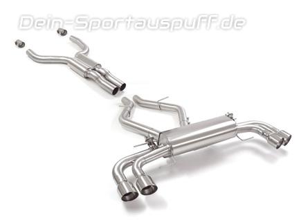 Ragazzon Edelstahl Duplex Sportauspuff-Komplettanlage ab Kat Alfa Romeo Stelvio Quadrifoglio 2.9l Bi-Turbo je 2x102mm rund doppelwandig abgeschrägt
