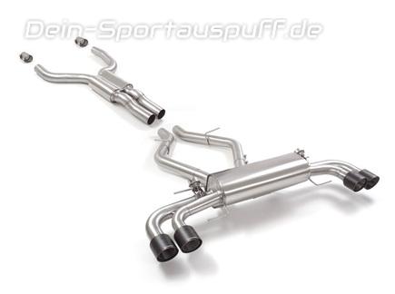 Ragazzon Edelstahl Duplex Sportauspuff-Komplettanlage ab Kat Alfa Romeo Stelvio Quadrifoglio 2.9l Bi-Turbo je 2x100mm rund scharf abgeschrägt aus Carbon