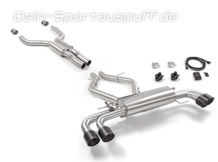 Ragazzon Edelstahl Duplex Klappenanlage ab Kat mit Fernbedienung Alfa Romeo Stelvio Quadrifoglio 2.9l Bi-Turbo je 2x100mm rund scharf abgeschrägt aus Carbon