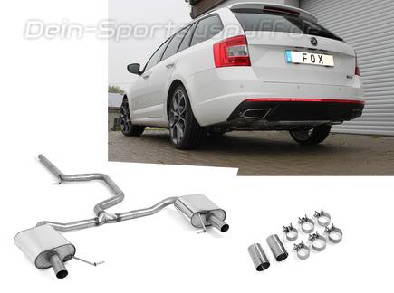 Fox Edelstahl Duplex Racing-Komplettanlage ab Kat Skoda Octavia RS 245 Typ 5E Limo u. Combi ab 2017 für originale Endrohre