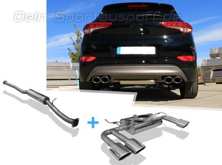 FOX Edelstahl Duplex Sportauspuff-Komplettanlage ab OPF Hyundai Tucson 3 Typ TL 4x4 je 2x115x85mm oval eingerollt abgeschrägt