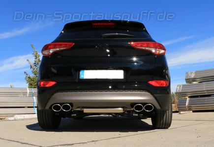 FOX Edelstahl Duplex Racing-Komplettanlage ab OPF Hyundai Tucson 3 Typ TL 4x4 je 2x115x85mm oval eingerollt abgeschrägt