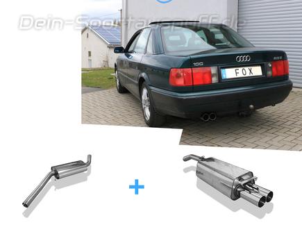 FOX Edelstahl Komplettanlage ab Kat. Audi 100, A6 Typ C4 2.8 2x76mm rund scharf
