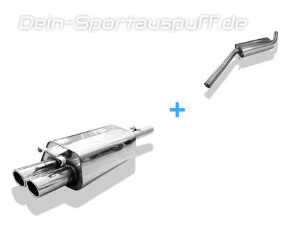 FOX Edelstahl Sportauspuff-Komplettanlage ab Kat. Audi 100, A6 Typ C4 2.8 2x76mm rund eingerollt abgeschrägt
