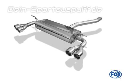 FOX Edelstahl Sportauspuff Mercedes A-Klasse W176 für Brabus Stoßstange je 2x76mm rund eingerollt abgeschrägt