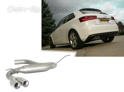 Ragazzon Edelstahl Sportauspuff Audi A3 8V 1.4 TFSI 90/92kW 2x80mm rund eingerollt gerade
