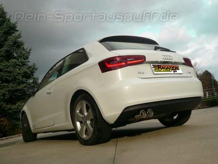 Ragazzon Edelstahl Racing-Komplettanlage ab Kat Audi A3 8V 2.0 TDI 2x80mm rund eingerollt gerade