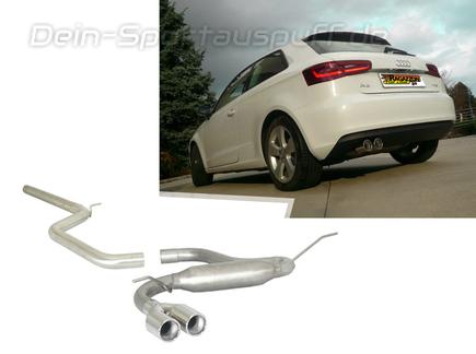 Ragazzon Edelstahl Racing-Komplettanlage ab Kat Audi A3 8V 1.4 TFSI 90/92kW 2x80mm rund eingerollt gerade