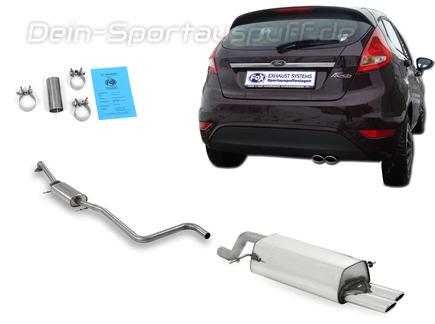 Fox Edelstahl Komplettanlage ab Kat Ford Fiesta MK7 JA8 inkl. Sport 1.0l Ecoboost ab 2012 2x86x54mm oval eingerollt abgeschrägt