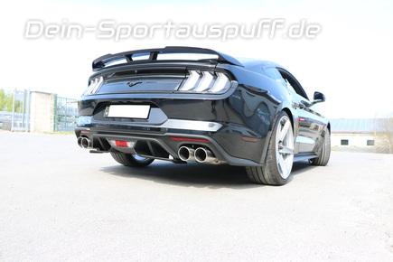 Fox Edelstahl Duplex Sportauspuff-Komplettanlage ab Kat Ford Mustang VI 6 Facelift ab 2017 5.0l GT je 2x100mm rund eingerollt abgeschrägt