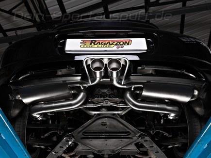 Ragazzon Edelstahl Mittig Komplettanlage inkl. 200-Zeller Sport-Kats Porsche Cayman inkl. Cayman S Typ 987 2x90mm rund doppelwandig abgeschrägt