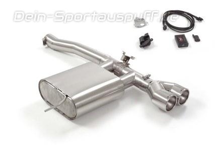 Ragazzon Edelstahl Mittig Sportauspuff inkl. Klappensteuerung Mini Cooper S F56 3-Tür 2x102mm rund eingerollt gerade