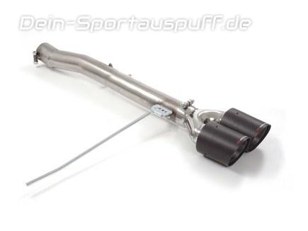 Ragazzon Edelstahl Mittig Endschalldämpfer-Ersatzrohr Mini Cooper S F56 3-Tür 2x100mm rund scharfkantig abgeschrägt aus Carbon