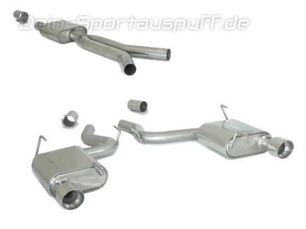 Ragazzon Edelstahl Duplex Komplettanlage ab Kat Ford Mustang 6 Coupe 2.3l EcoBoost je 102mm rund eingerollt abgeschrägt