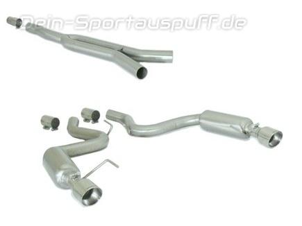 Ragazzon Edelstahl Duplex Rennsportanlage ab Kat Ford Mustang 6 Coupe 2.3l EcoBoost je 102mm rund eingerollt abgeschrägt