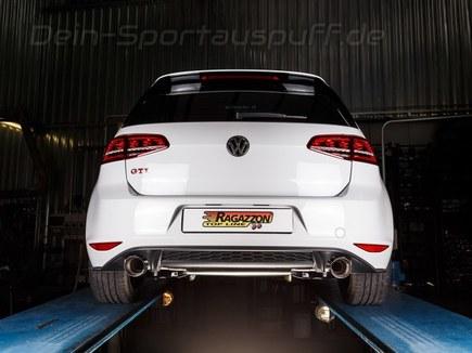Ragazzon Edelstahl Duplex Ø76mm Sportauspuff VW Golf 7 GTI je 102mm rund eingerollt abgeschrägt