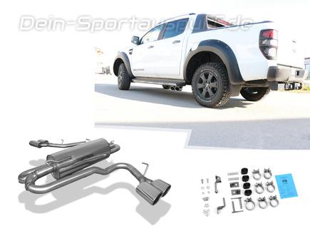 Fox Edelstahl Sidepipe Sportauspuff-Komplettanlage ab Kat Ford Ranger Wildtrack ab 2015 rechts-links je 2x115x85mm oval eingerollt