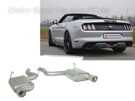 Ragazzon Edelstahl Duplex Sportauspuff Ford Mustang 6 Cabrio 2.3l EcoBoost je 102mm rund eingerollt abgeschrägt