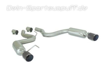 Ragazzon Edelstahl Duplex Sportauspuff Super-Sound Version Ford Mustang 6 Cabrio 2.3l EcoBoost je 102mm rund scharf abgeschrägt aus Carbon