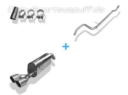 Fox Edelstahl Racing-Komplettanlage ab Kat Peugeot 207 SW RC Kombi 2x90mm rund eingerollt abgeschrägt
