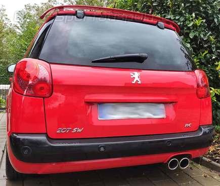 Fox Edelstahl Racing-Komplettanlage ab Kat Peugeot 207 SW RC Kombi 2x100mm rund eingerollt abgeschrägt