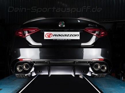Ragazzon Edelstahl Duplex Komplettanlage ab Kat Alfa Romeo Giulia Quadrifoglio je 2x102mm rund doppelwandig abgeschrägt