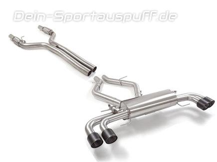 Ragazzon Edelstahl Duplex Racing-Komplettanlage ab Kat inkl. Klappensteuerung Alfa Romeo Giulia Quadrifoglio je 2x102mm rund scharfkantig abgeschrägt aus Carbon