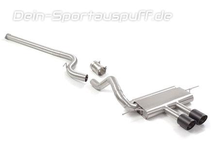 Ragazzon Edelstahl Mittig Racing-Komplettanlage ab Kat Ford Focus 3 ST 2x100mm rund scharfkantig abgeschrägt aus Carbon